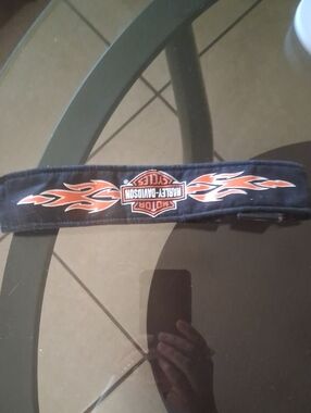 Harley-Davidson Black Belt with Orange Flame Logo